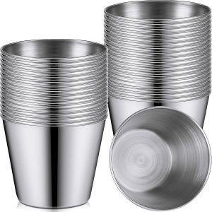 100 piezas de 1.5 oz Ramekins de metal para salsa, tazas de condimento de acero inoxidable, tazas pequeñas de metal para cocina, restaurante, 100 piezas de 1.5 oz Ramekins de metal para salsa, tazas de condimento de acero inoxidable, tazas pequeñas de metal para cocina, restaurante,