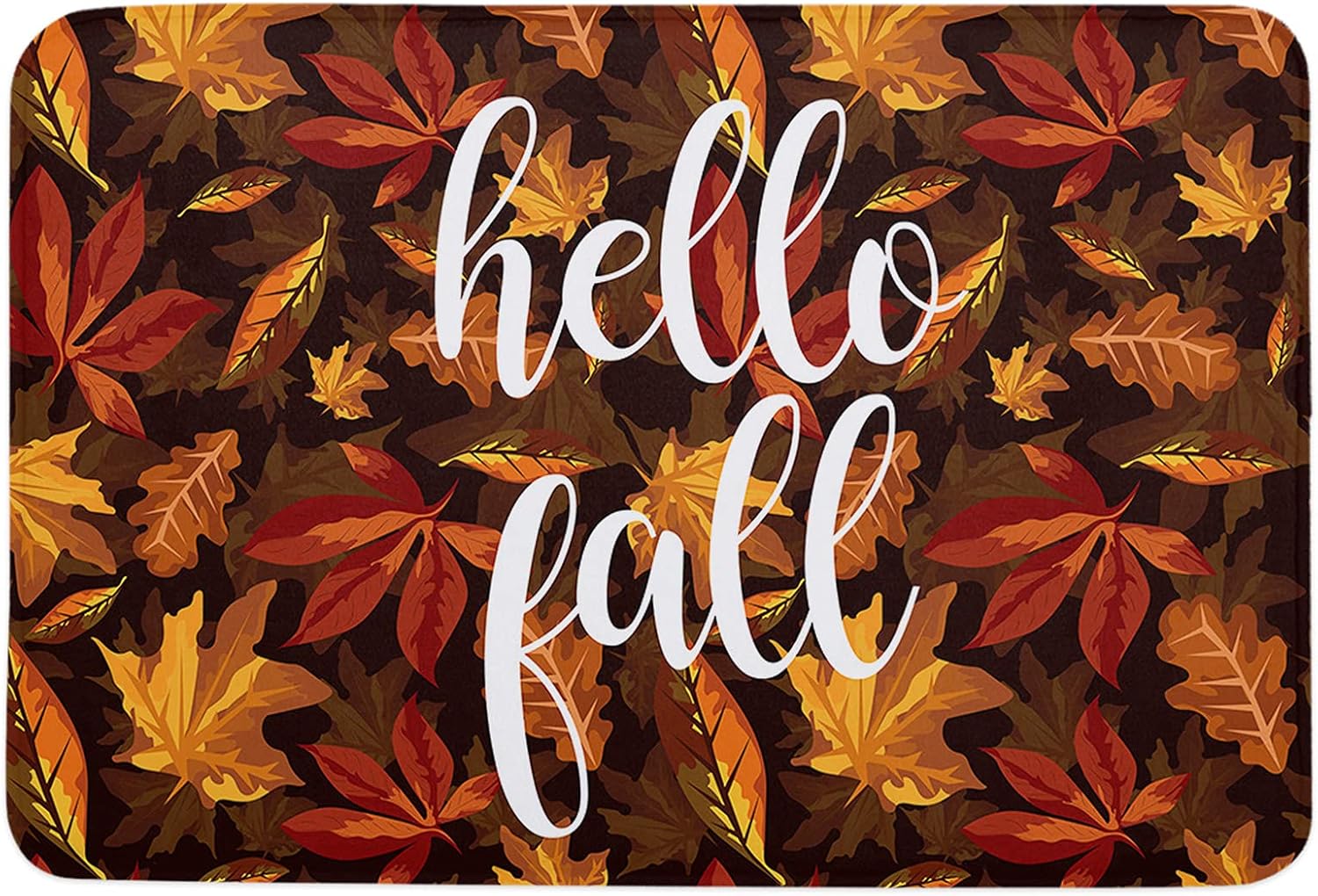 Maple Leaf Durable Bath Mat, Entrance Front Door Rug Shoes Mat Sponge Carpet, Indoor Non Slip Floor Bath Mat – Autumn Golden Fallen Leaves 16x24In