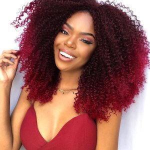 Quantum Love Extensiones de cabello corto rizado tipo crochet, rizado Marlybob Jerry, ombré, color borgoña, extensiones de cabello sintético para Quantum Love Extensiones de cabello corto rizado tipo crochet, rizado Marlybob Jerry, ombré, color borgoña, extensiones de cabello sintético para