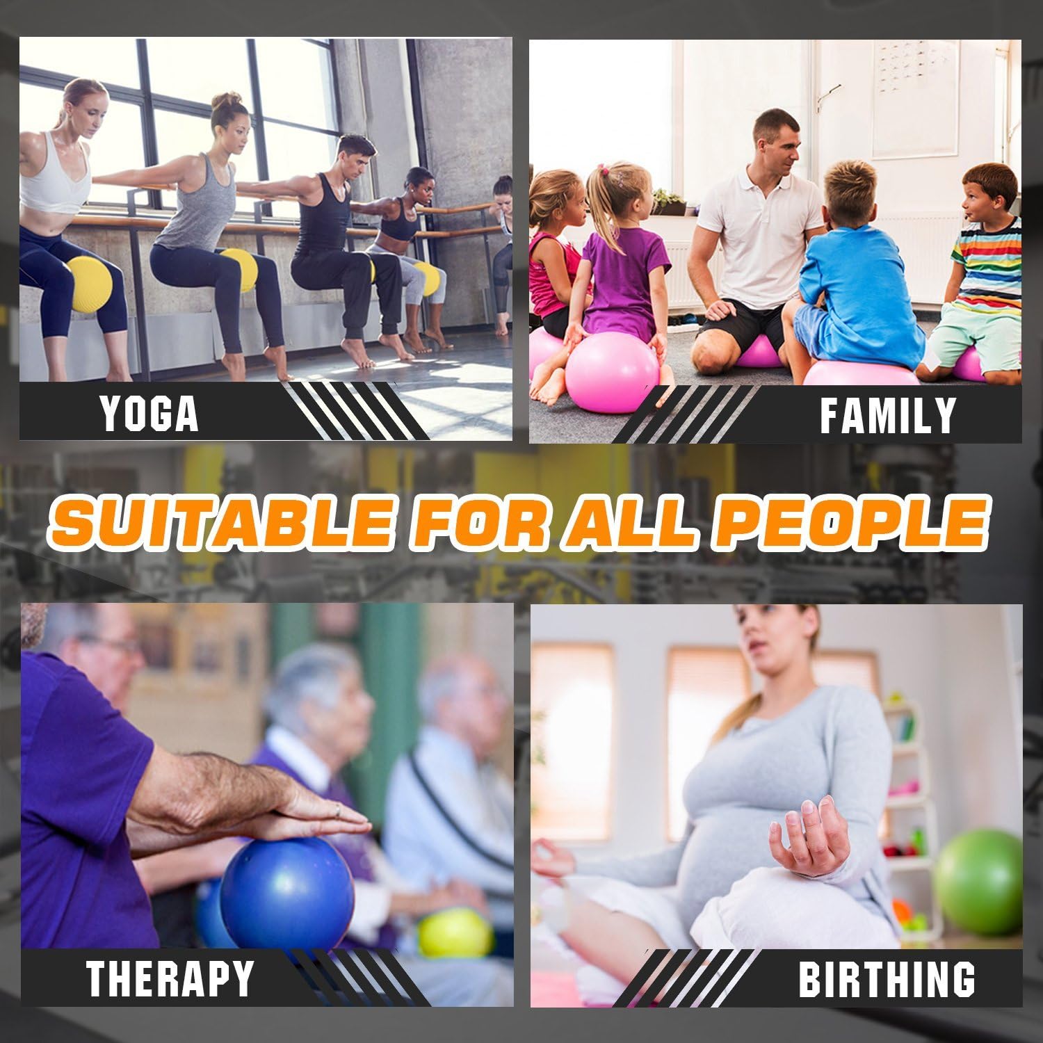 4 mini pelotas de pilates con bomba de aire, 9-10 pulgadas, antideslizantes, antideslizantes, pequeñas pelotas de ejercicio para yoga, fitness,