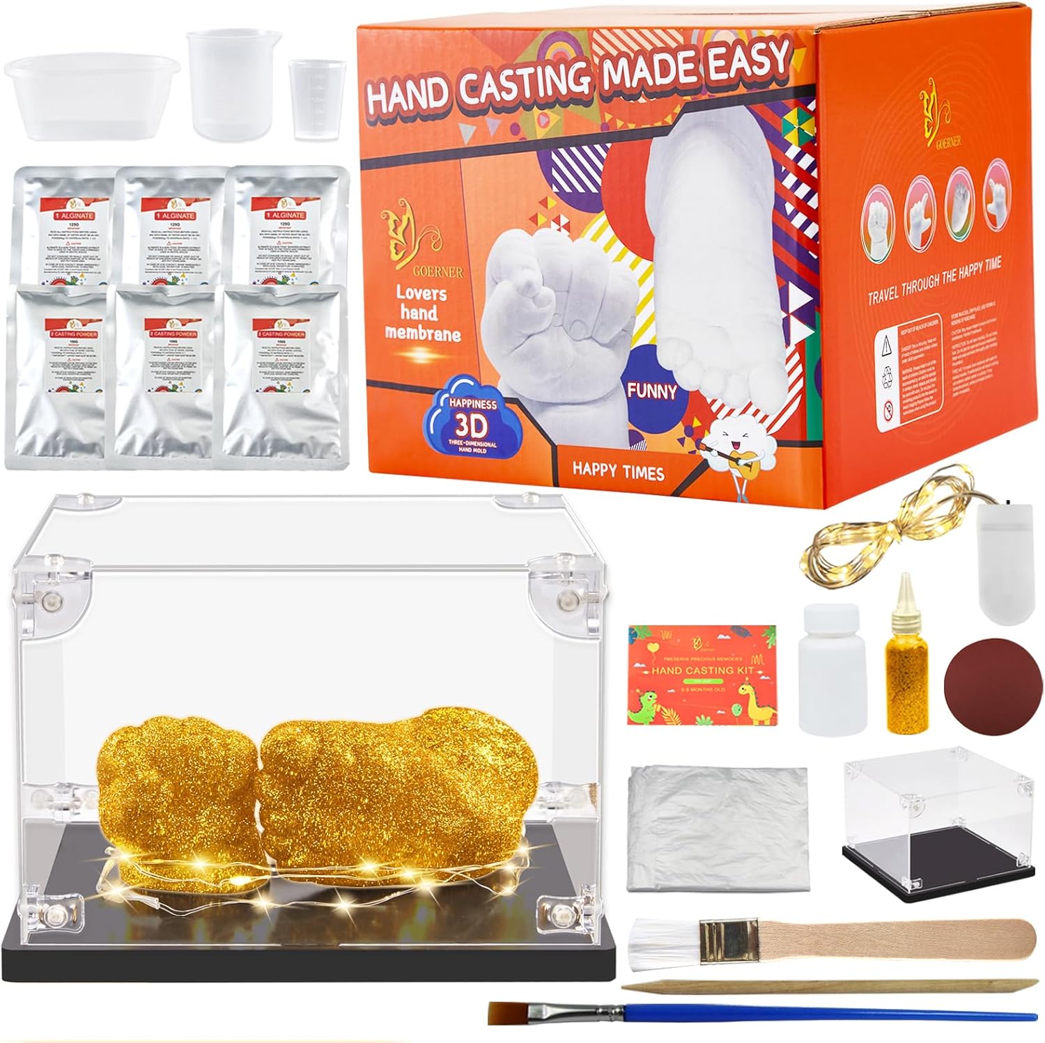 Kit de fundición a mano para bebé, kit de moldeo a mano de yeso para moldeo de manos y pies para bebés, kit de molde de pies de regalo para el