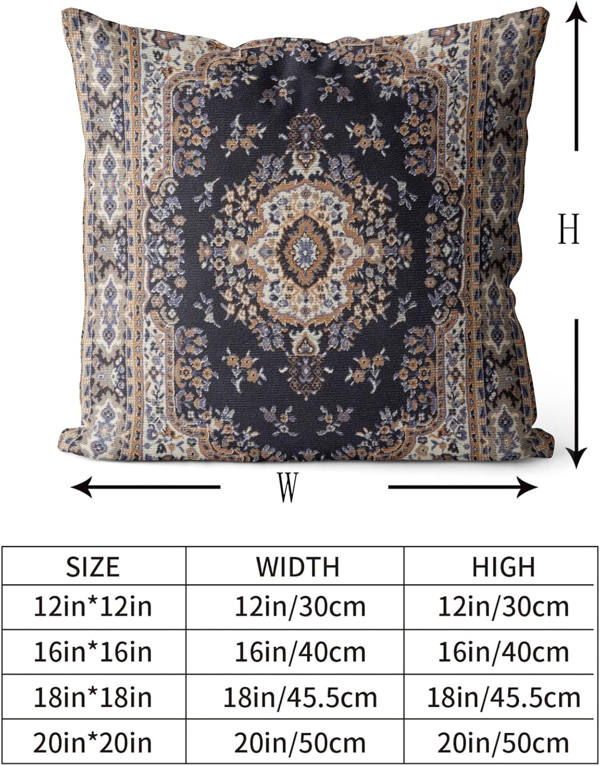 Juego de 2 fundas de almohada bohemias de 18 x 18 pulgadas, patrón de medallón negro, de doble cara, de algodón, suave, para sofá, cama