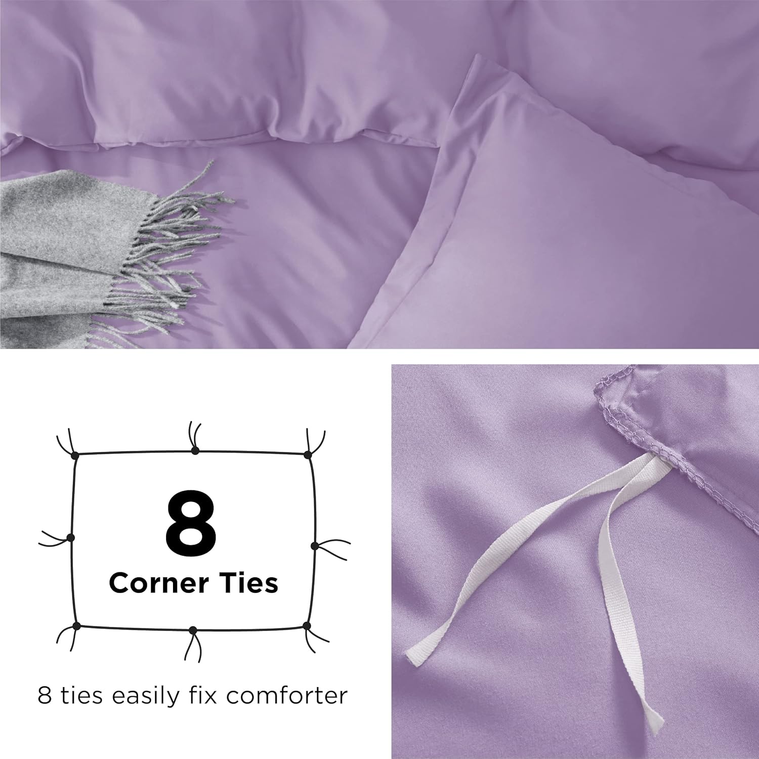 Bedsure Funda de edredón orquídea en flor, talla Queen, de suave microfibra cepillada, para niños, cierre de cremallera, 3 piezas 1 funda de edredón