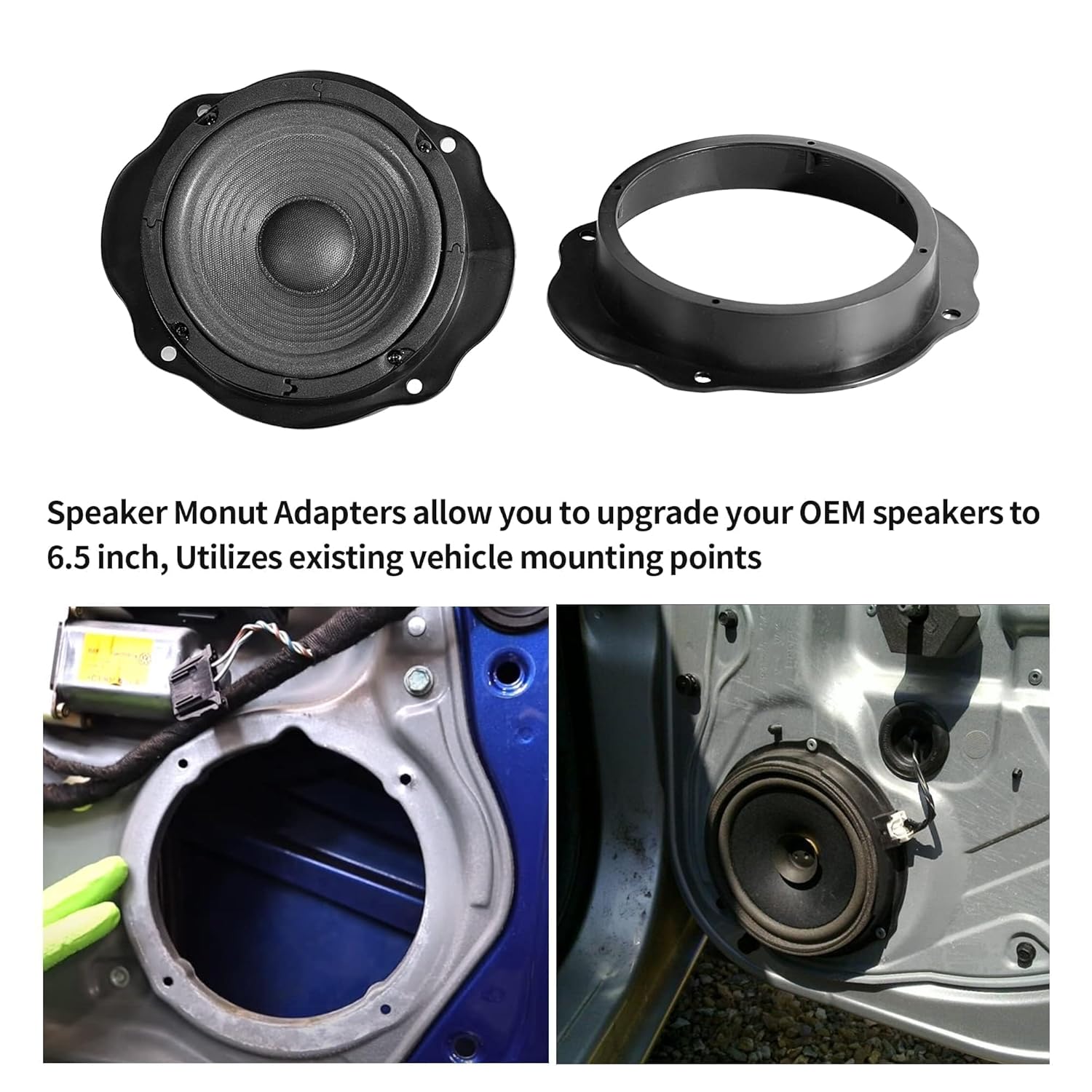 NuIth Adaptador de altavoz de puerta de 6.5 pulgadas con arnés de cableado de altavoz para Ford F150 2004-2008, Explorer 2000-2010, Edge 2007-2010,