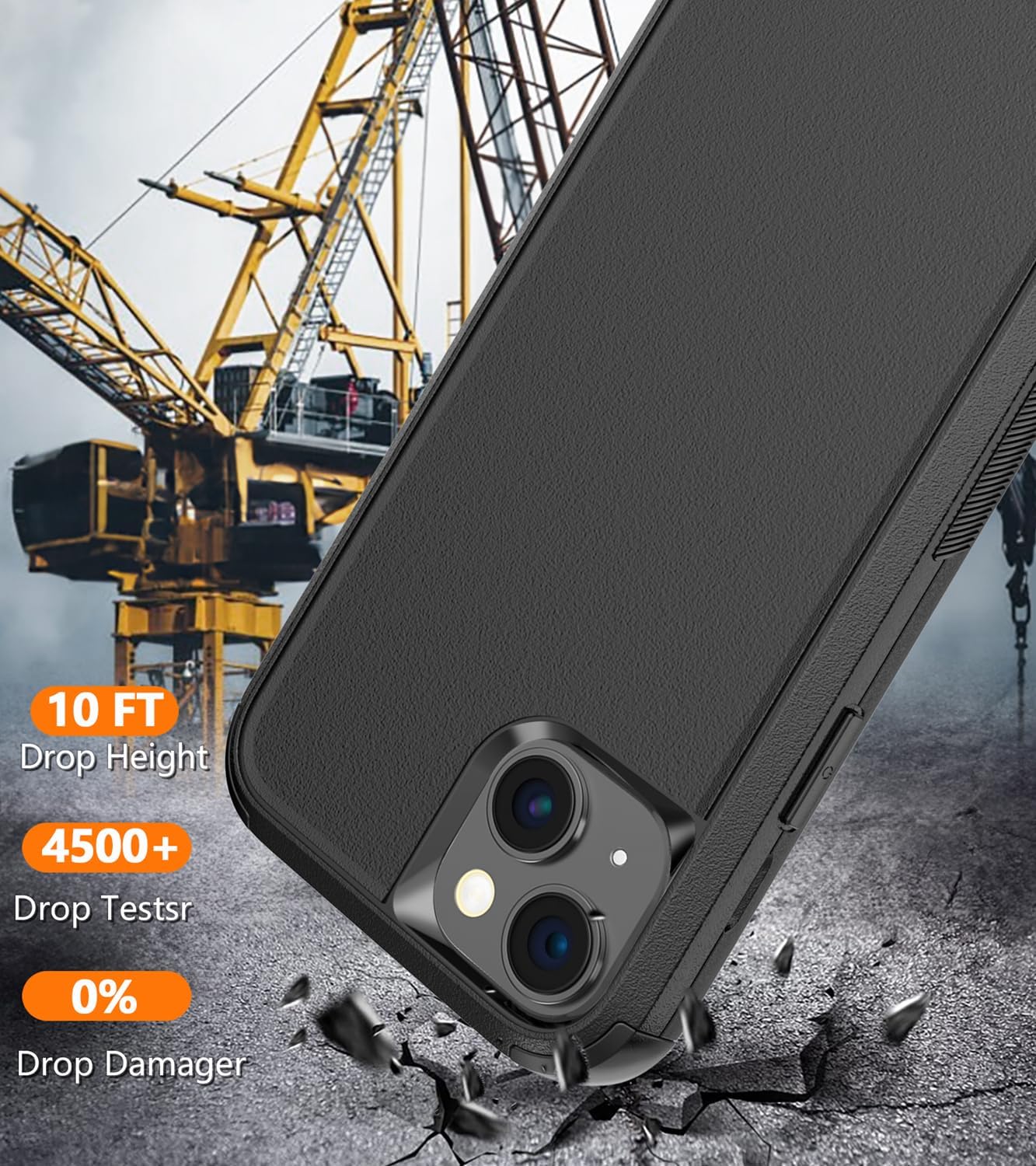 Diverbox Funda para iPhone 15 a prueba de golpes a prueba de caídas protector de pantalla de vidrio templado, funda de protección resistente para