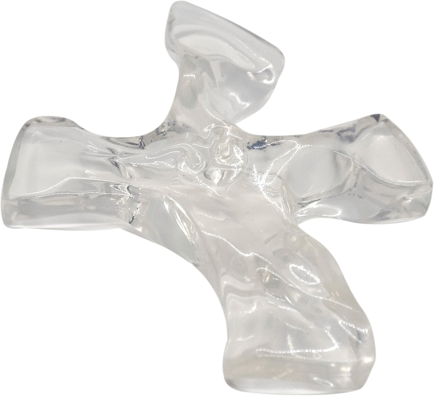 Cruz transparente de agua viva  La cruz original aferrada   Contornos a la mano humana  Ayuda de oración reconfortante  Accesorio cristiano único