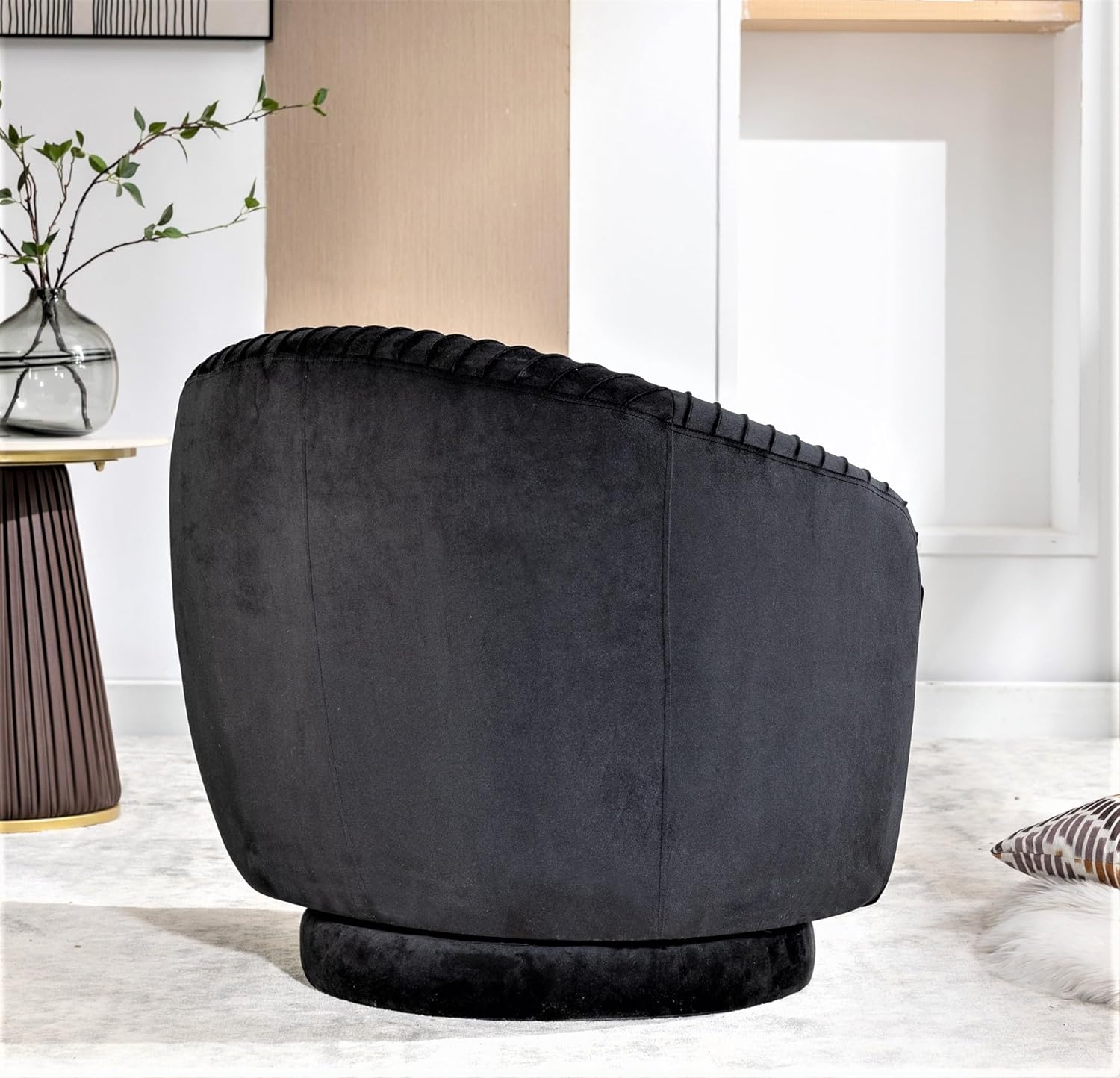 US Pride Furniture Silla giratoria de terciopelo contemporáneo con capacidad de giro de 360, sofá de un asiento redondo para sala de estar,