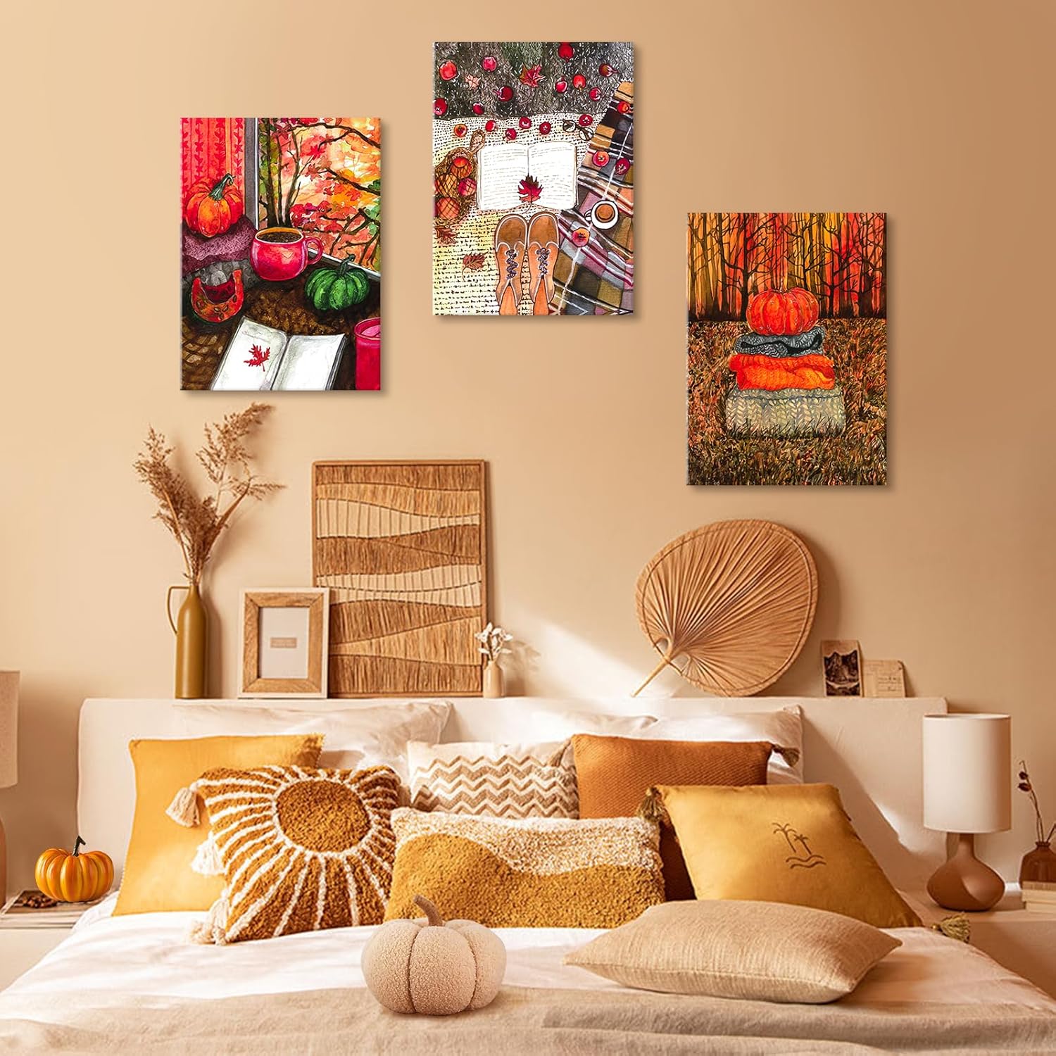 Ohok 3 paneles de impresiones modernas de 12 x 16 pulgadas, pinturas fotográficas, impresiones sobre lienzo, arte de pared para decoración de