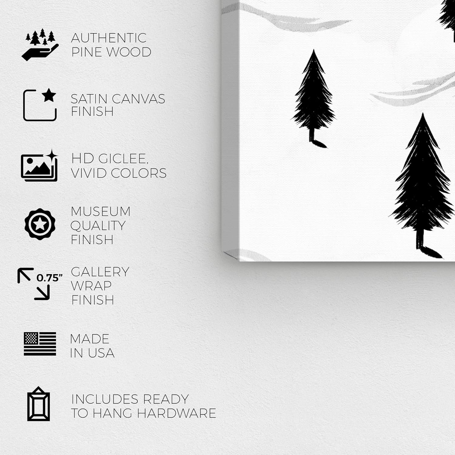 Wynwood Studio Lienzo decorativo para pared de vacaciones y de temporada, diseño de paisaje de pino, decoración navideña para el hogar, 16 x 24