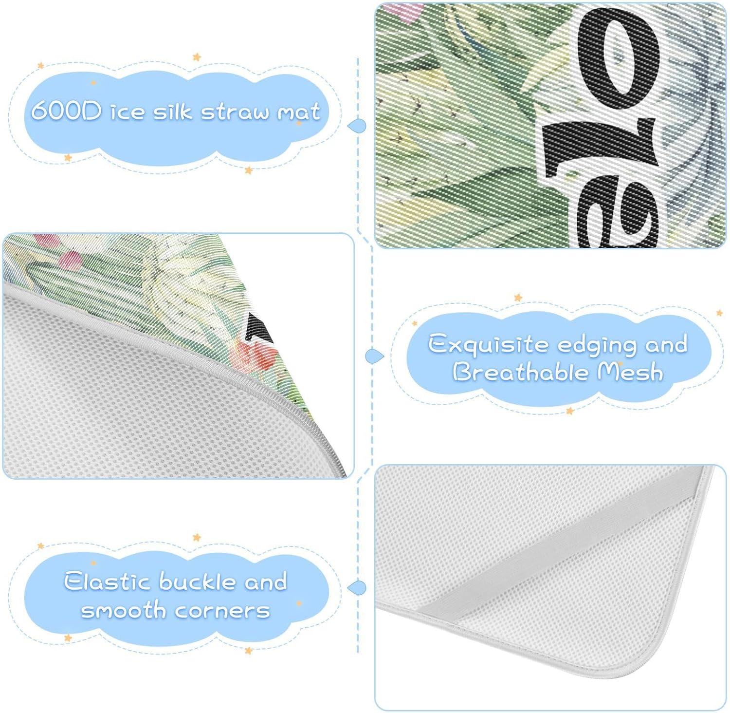 Custom Floral Cactus Succulents Crib Mattress Protector Pad for Boys Girls Baby Ice Silk Mat Bed Playpen Sheets Cooling Mattress Topper Play Mat for