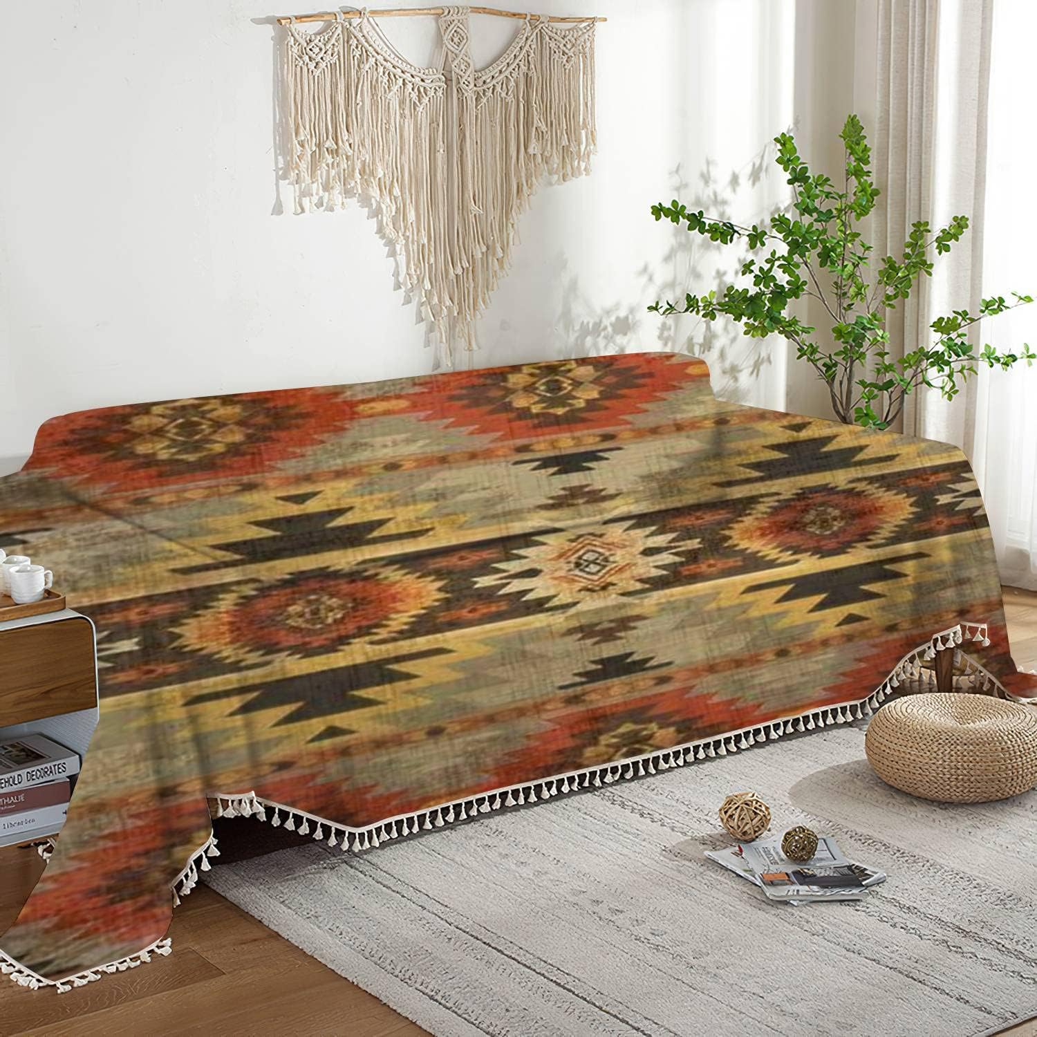 FUIENCFKE Funda de sofá Navajo geométrica sin costuras con estampado étnico nativo americano del suroeste, funda de sofá, toalla, lavable, mantas,