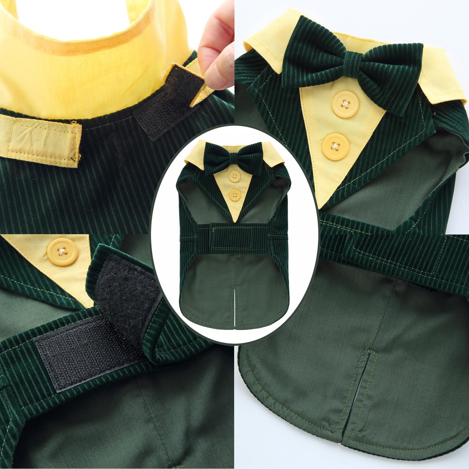 DOTEYAYP Esmoquin de terciopelo para cachorro con corbata de moño desmontable, para baile de graduación, boda, disfraz formal de príncipe para perro