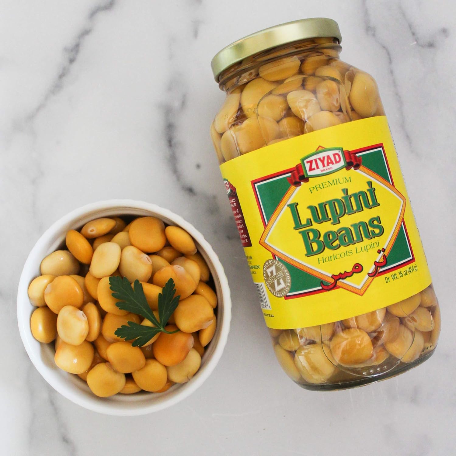 Ziyad Brand Premium Lupini Beans Snack, alto contenido en proteínas vegetales, keto, dieta mediterránea, no perecedero, vegano, vegetariano, 16