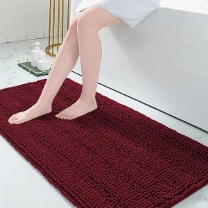 Grandaily Alfombras de baño de felpilla a rayas de 60 x 24 pulgadas, extra gruesas y absorbentes, antideslizantes, de felpa suave, lavable a Grandaily Alfombras de baño de felpilla a rayas de 60 x 24 pulgadas, extra gruesas y absorbentes, antideslizantes, de felpa suave, lavable a