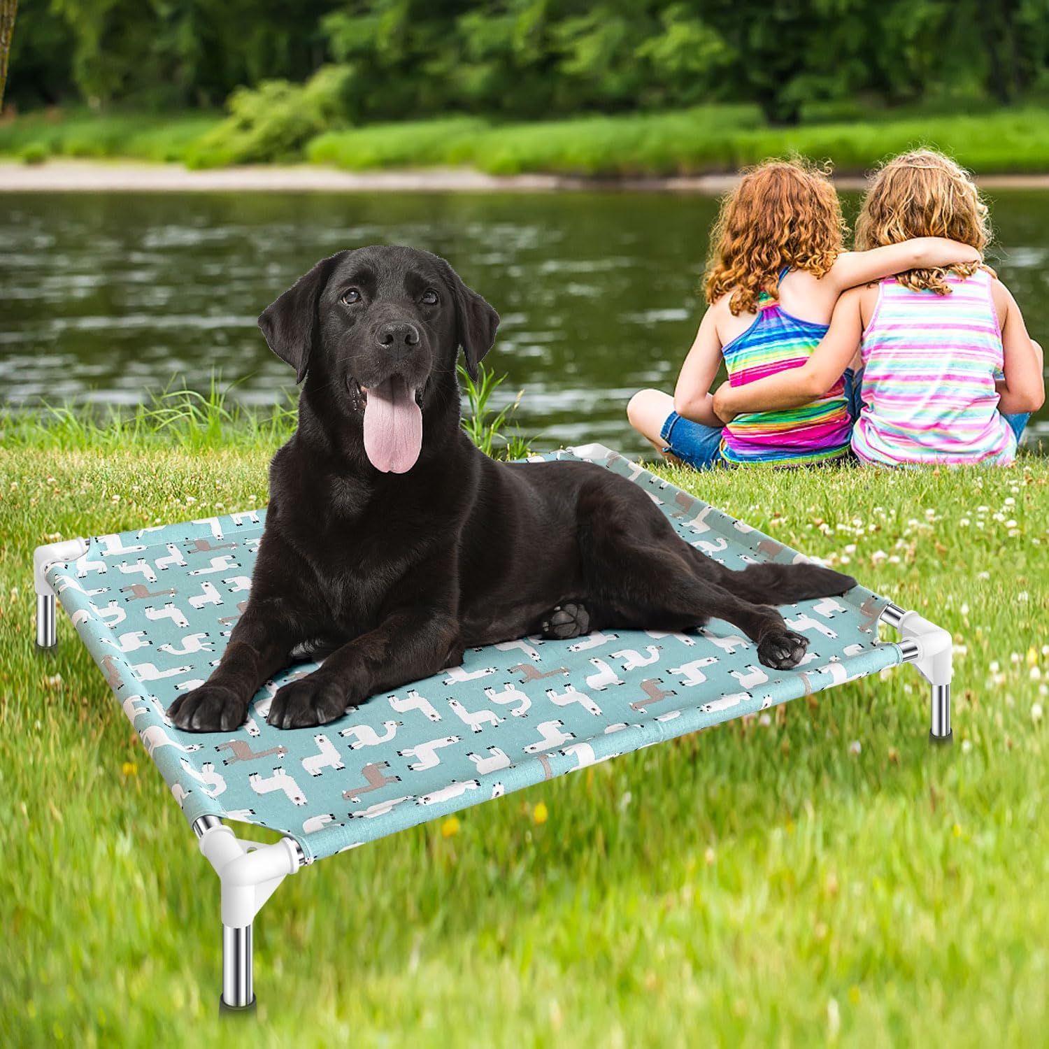Modorki Cama elevada para perro para mascotas, tamaño mediano, material de nailon, fácil de limpiar, resistente y duradera, ideal para uso en