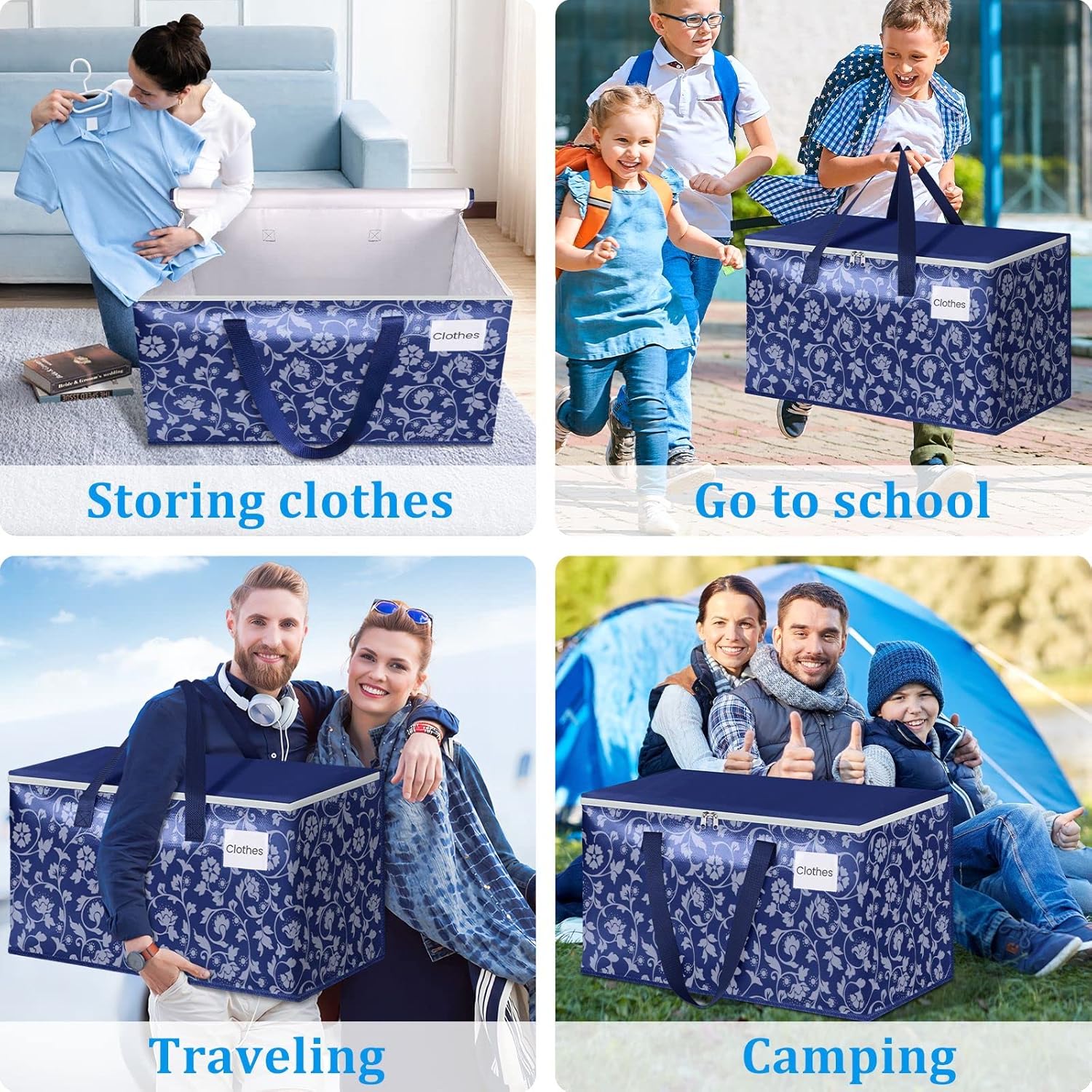 HomeHacks Bolsas de mudanza, cajas de mudanza de tamaño extragrande, bolsas de equipaje resistentes con cremallera suave y asas resistentes, gran