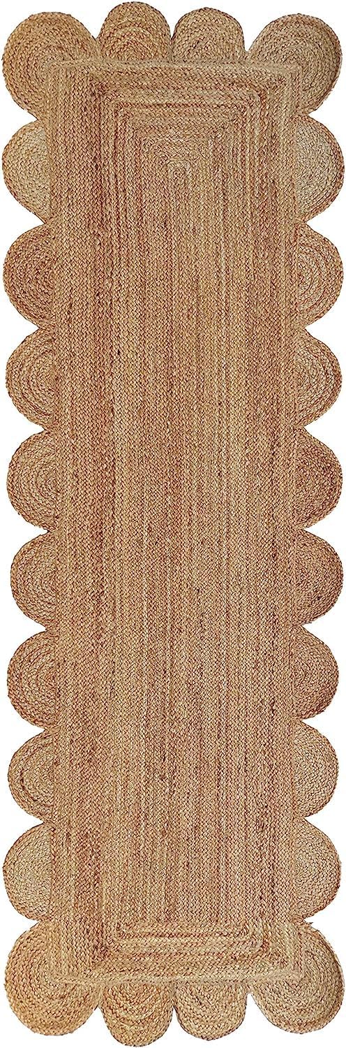 Alfombra de yute festoneado de 5 x 7 pulgadas, alfombra de baño bohemia natural de 2 x 3 pulgadas, alfombra de pasillo de yute para cocina, 2.6 x 6