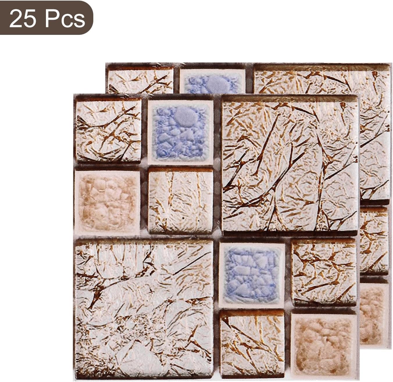 uxcell Azulejos autoadhesivos, 25 unidades de 3.94 x 3.94 pulgadas, impermeables, tamaño pequeño, azulejos autoadhesivos, papel tapiz decorativo