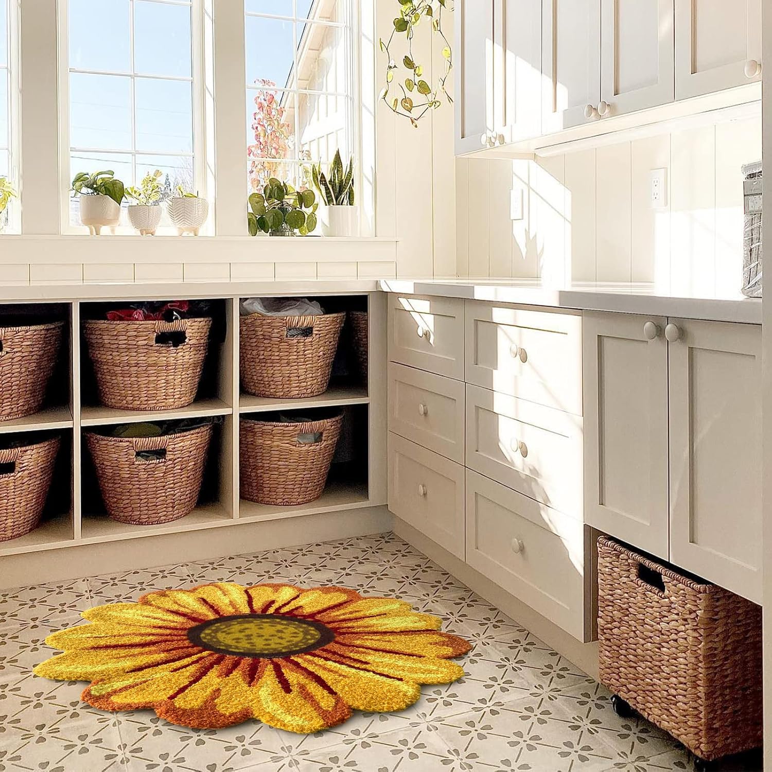 Alfombras de girasol para dormitorio, alfombra con forma de flor para baño, alfombra de flores para cocina, sala de estar, alfombra de girasol