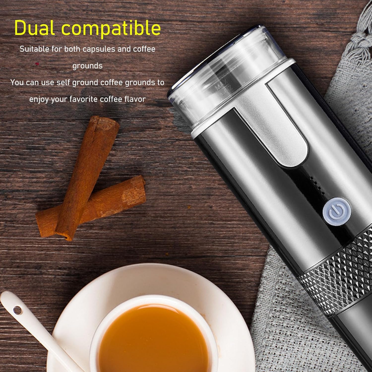 Máquina de café espresso portátil, cafetera de viaje compatible con cápsulas NS y café molido, máquina de café espresso portátil operada manualmente