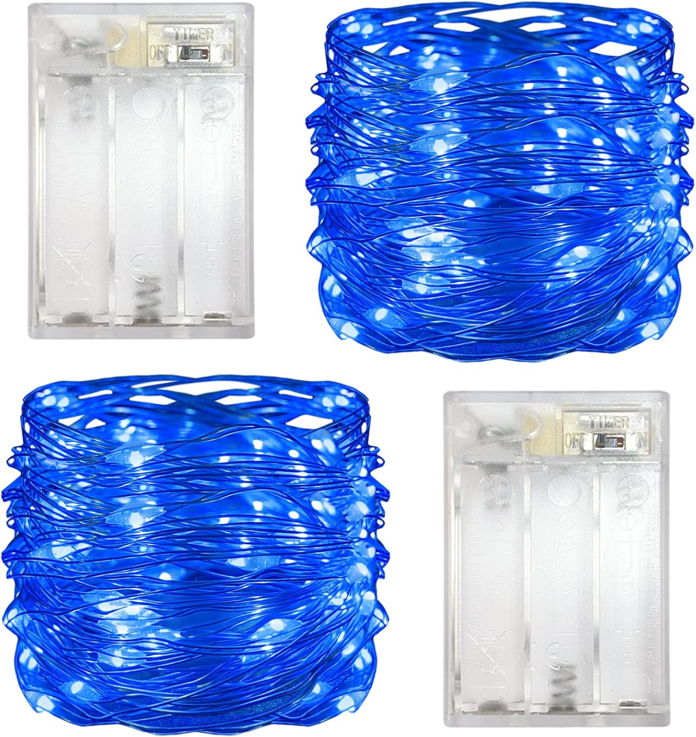 Paquete de 2 luces LED con función de temporizador, funciona con pilas, mini luces de hadas para fiestas en el hogar, Navidad, Halloween, decoración