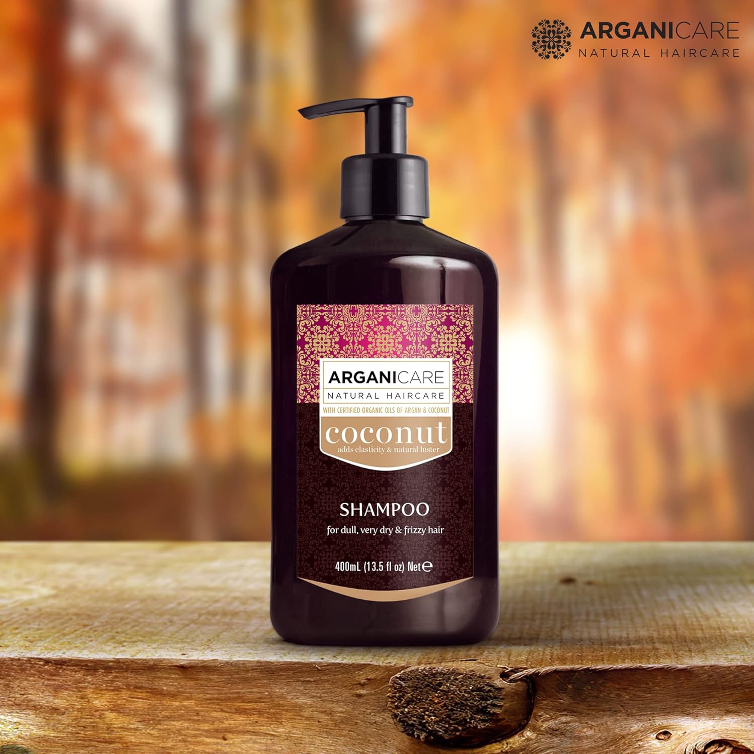 arganicare Hidratante Coco Champú con certificado Argán y Aceites de coco para Dull, muy seco y Frizzy 13,5Cabello FL oz