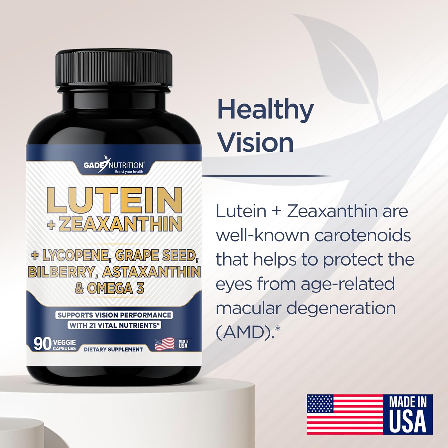 Suplementos de luteína y zeaxantina – Vitaminas para la salud ocular – Astaxantina, Omega 3, resveratrol, arándano, licopeno, quercetina, ginkgo