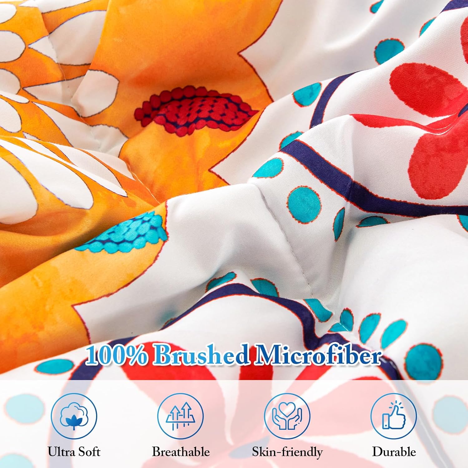 YIYEA Juego de edredón tamaño King  Estampado floral  7 piezas de cama en una bolsa  Juegos de ropa de cama para todas las estaciones con edredón,