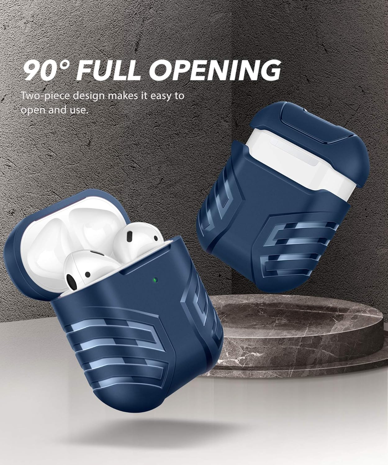 MOBOSI Vanguard Armor Series Funda para AirPods diseñada para AirPods 2 y 1, funda protectora de cuerpo completo para AirPod militar con llavero
