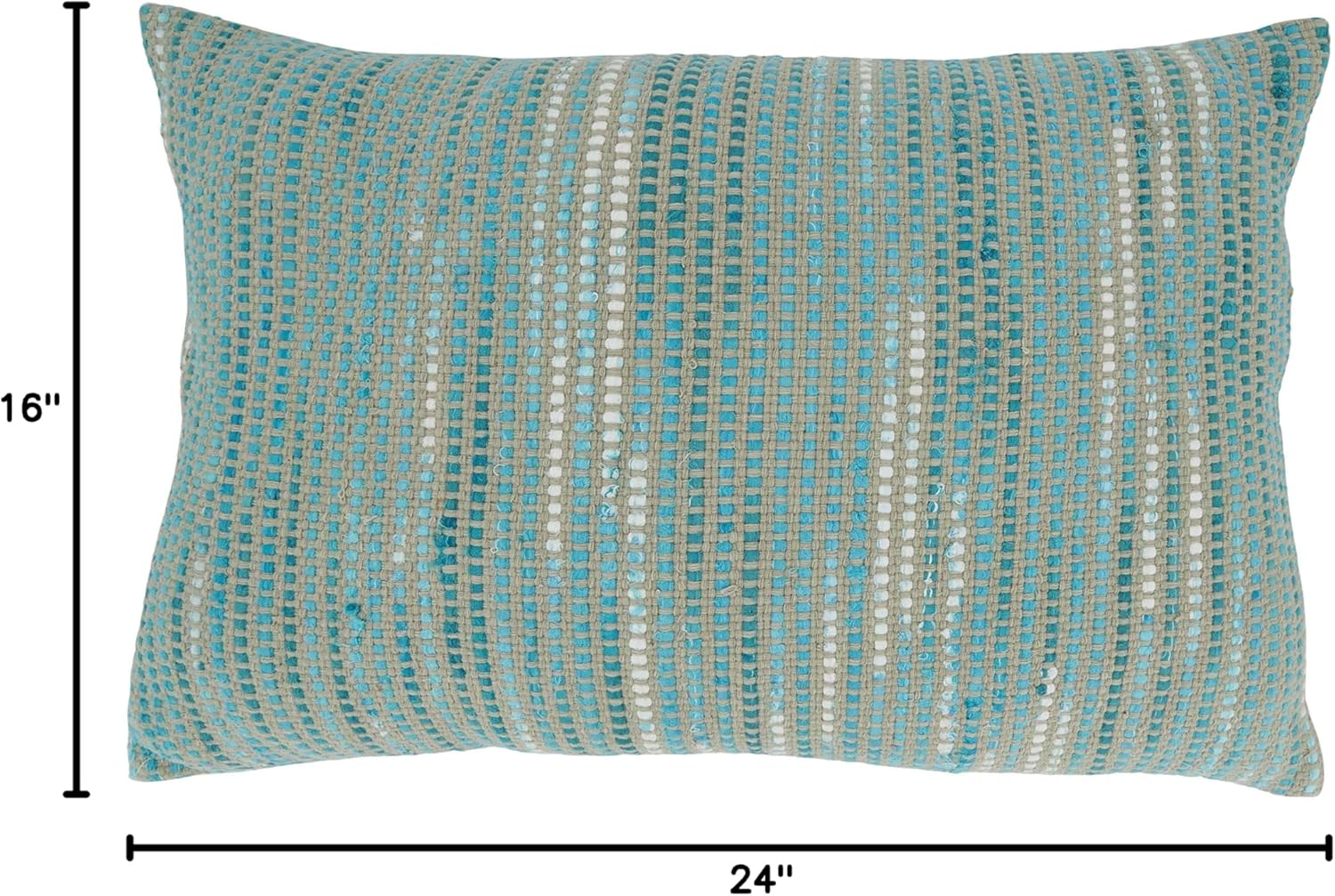 SARO LIFESTYLE Norma Collection – Almohada tejida a rayas con relleno de plumón, 16 x 24 pulgadas, color azul