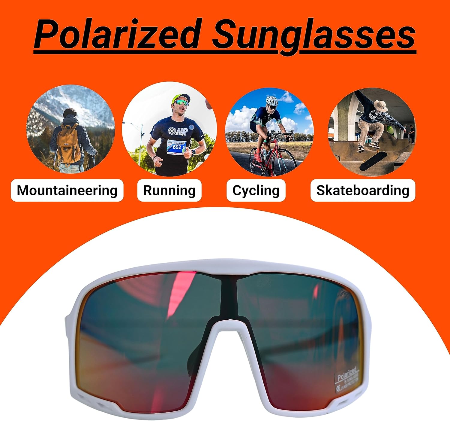 Gafas de sol de béisbol para adultos, UV400, gafas de sol geniales para correr, fútbol, ciclismo, gafas deportivas + funda