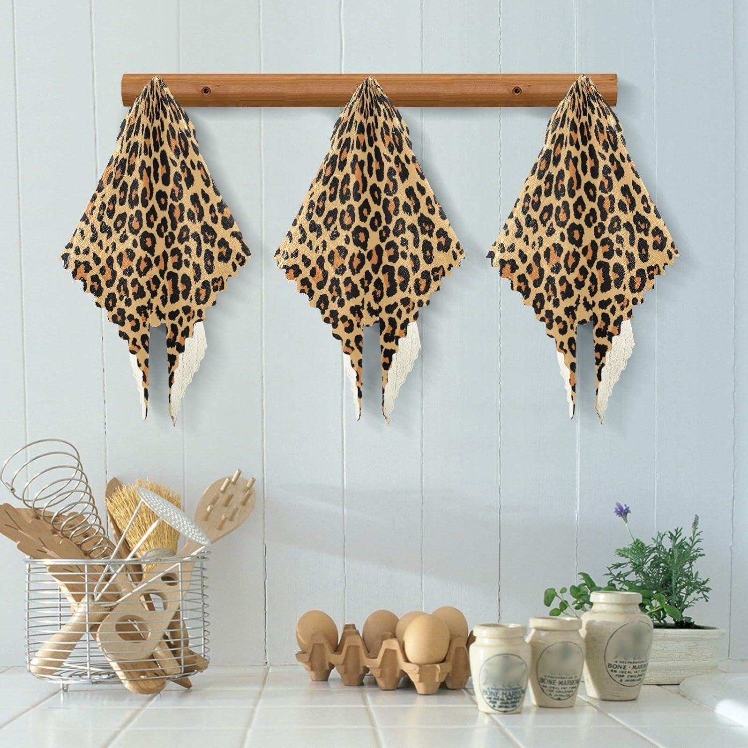 SUABO Paquete de 6 paños de cocina de color negro, marrón, leopardo, amarillo, paños de cocina de secado rápido, toallas de limpieza absorbentes