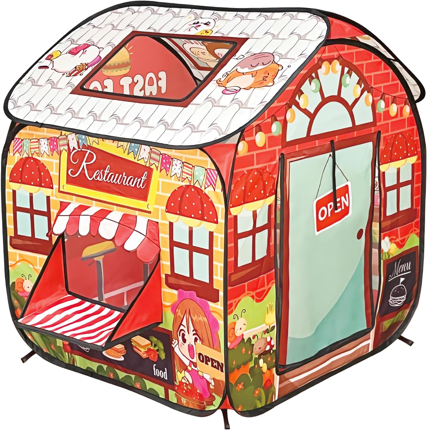 Tienda de campaña para niños, tienda de campaña desplegable de comida rápida para niños, casa de juegos para interiores y exteriores, tienda de
