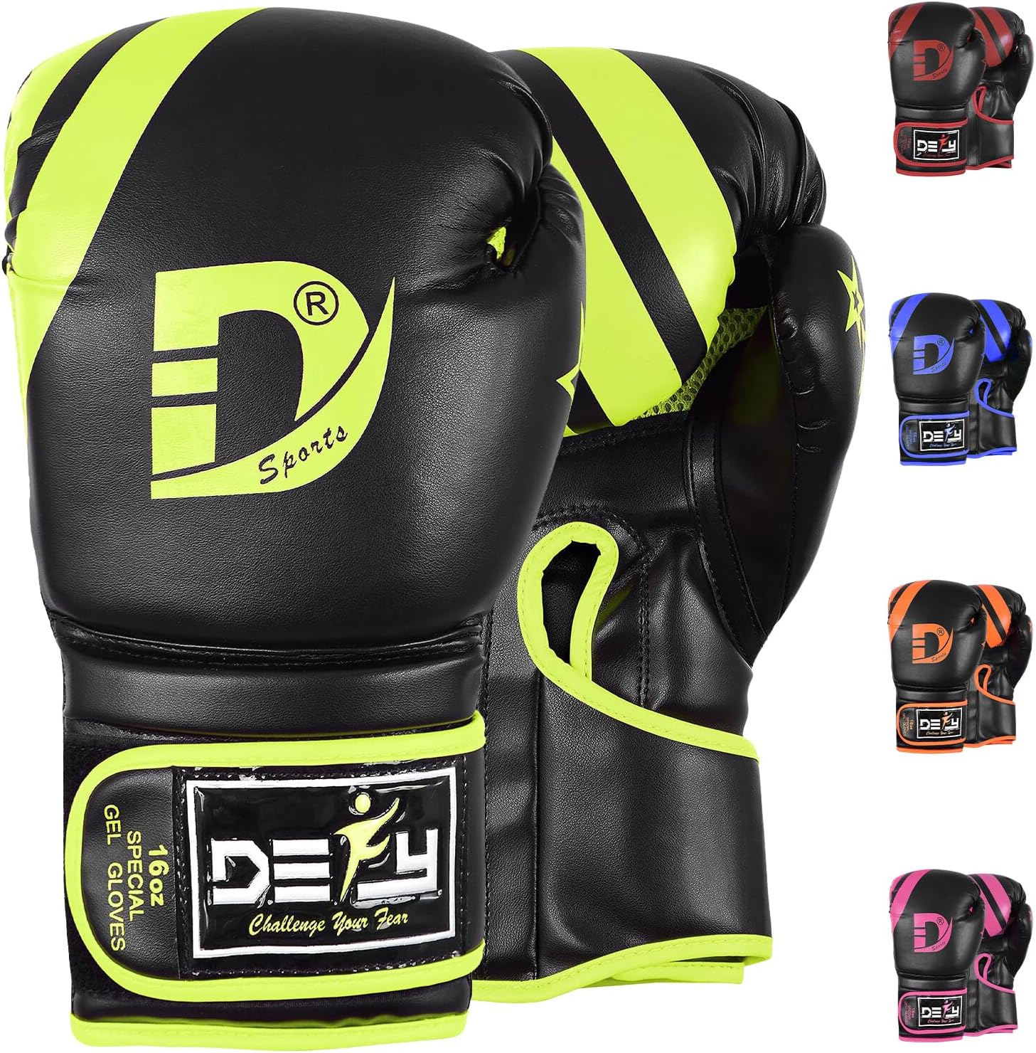 DEFY – Guantes de boxeo maravillosos para hombres y mujeres, para entrenamiento de Muay Thai, Kick Boxing, de cuero, Sparring, bolsa pesada, guantes