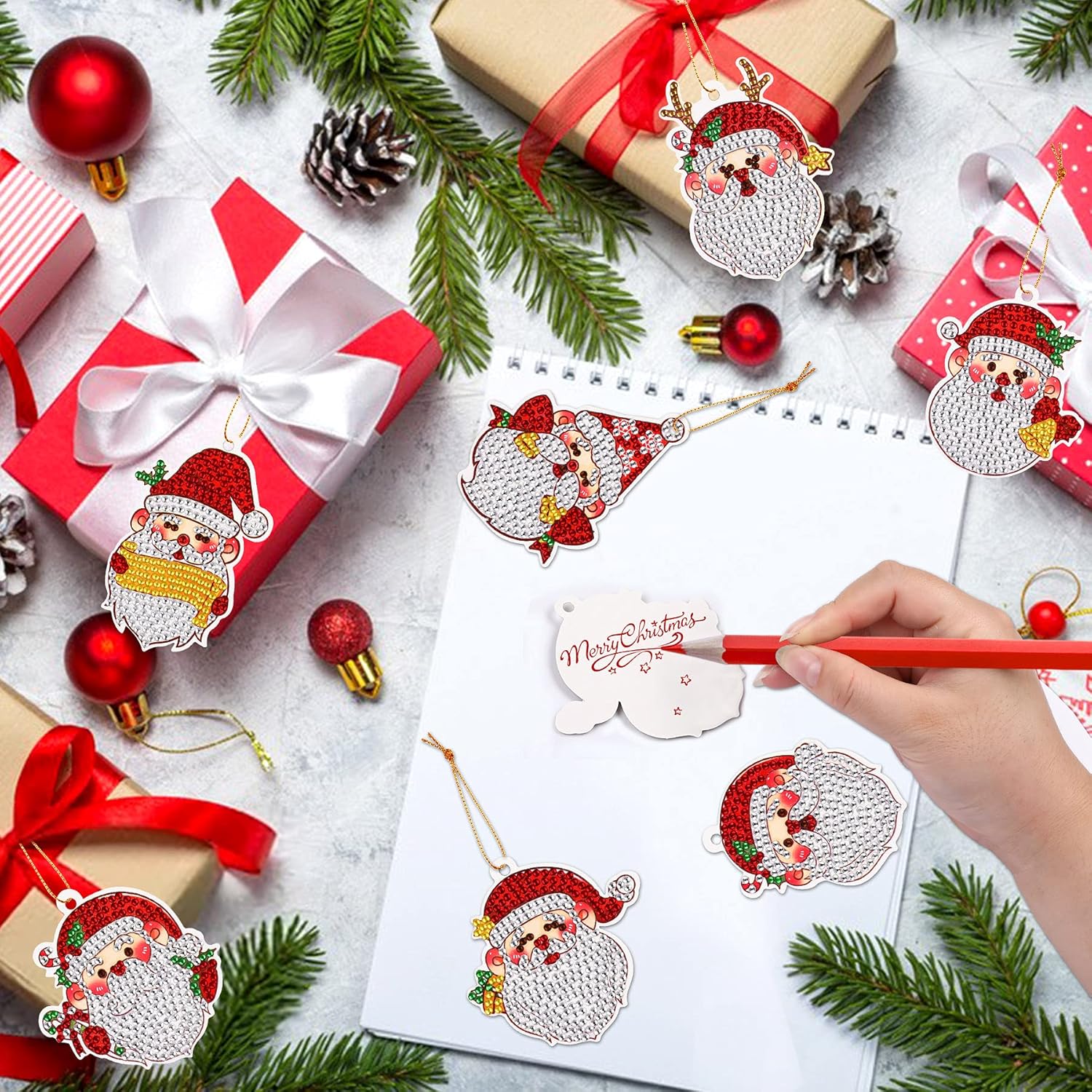 SEPGLITTER 20 piezas de Navidad DIY hecho a mano árbol de Navidad decoración colgante para vacaciones Festive regalo envoltorio arte regalos fiesta