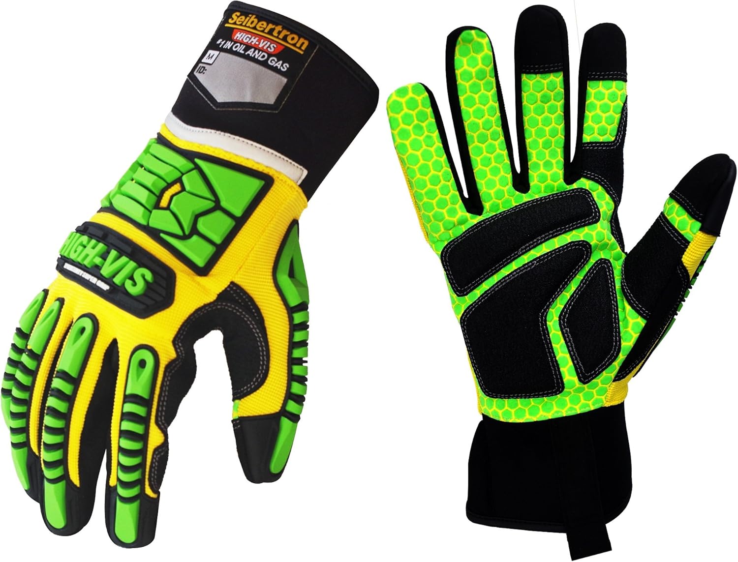 Seibertron HIGH-VIS SDXG2 – Guantes de seguridad para protección contra impactos y aceite y gas, antivibraciones, CE EN388 4131 XL