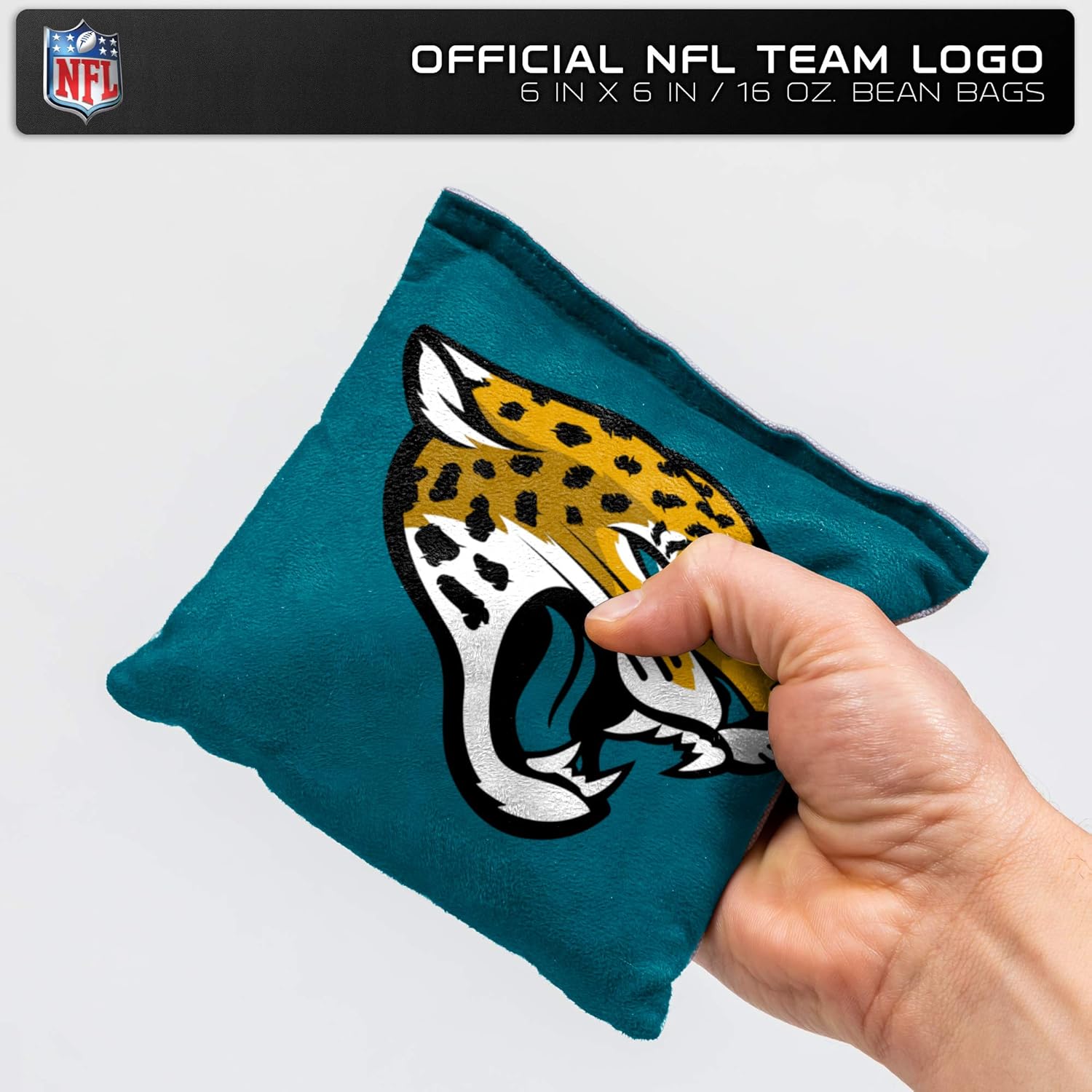 Wild Sports – Bolsas de puf de doble cara de NFL Pro Football Jacksonville Jaguars, paquete de 4 bolsas de lanzamiento prémium para juegos de