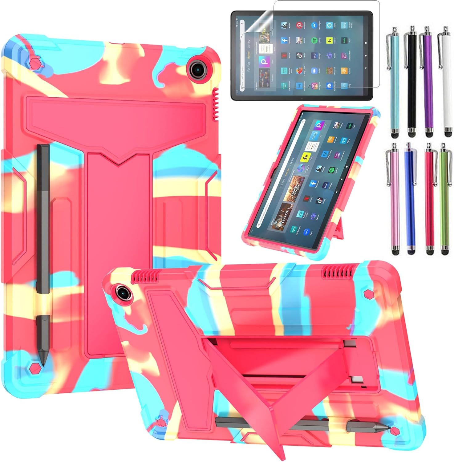 elitegadget Funda para Tienda Fire Max 11 (13 generación, lanzada en 2023)  Funda protectora híbrida resistente con soporte + 1 protector de