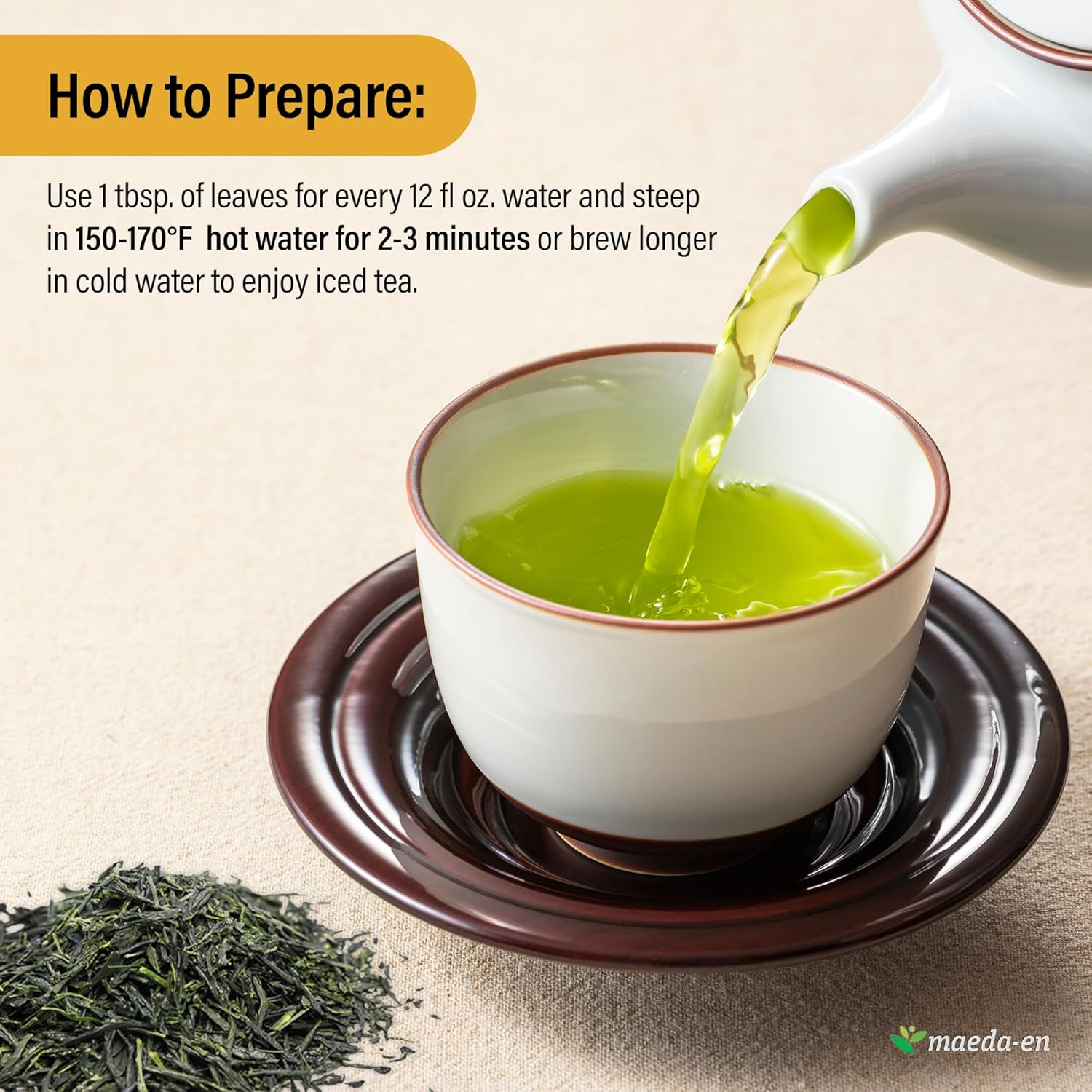MAEDA-EN Re-Q Gyokuro – Té verde de hojas sueltas, 5.93 oz de origen japonés, bebida caliente o helada con aroma agradable, paquete de 3