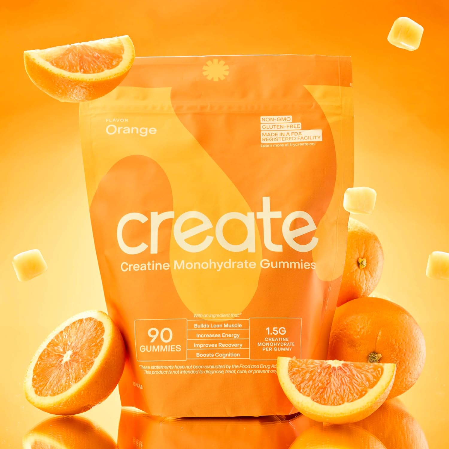 Create Gomitas de monohidrato de creatina para hombres y mujeres, aumenta la concentración, la fuerza y la resistencia, fórmula antifusión, veganas,