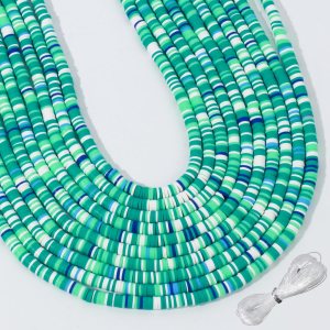 3600 cuentas de arcilla para hacer pulseras, 10 hebras planas redondas de arcilla polimérica de 0.236 pulgadas (0.236 in) cuentas Heishi para hacer 3600 cuentas de arcilla para hacer pulseras, 10 hebras planas redondas de arcilla polimérica de 0.236 pulgadas (0.236 in) cuentas Heishi para hacer