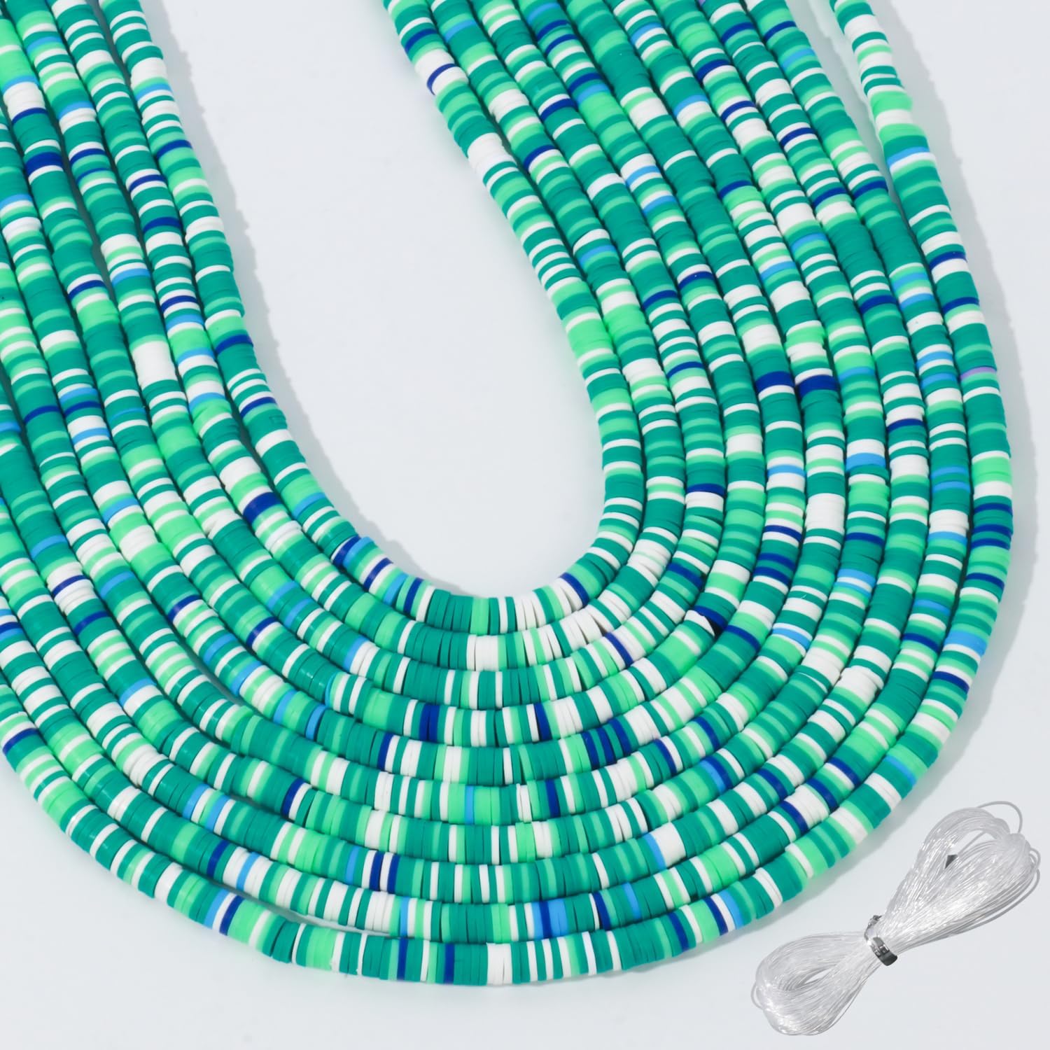 3600 cuentas de arcilla para hacer pulseras, 10 hebras planas redondas de arcilla polimérica de 0.236 pulgadas (0.236 in) cuentas Heishi para hacer