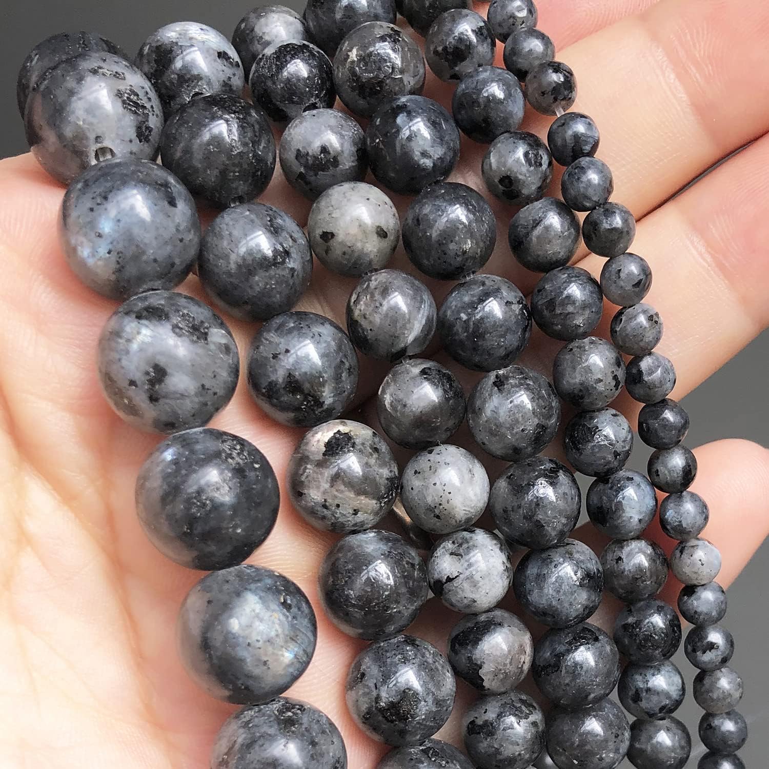 100 cuentas redondas de 0.315in de piedra de flash negro natural para hacer joyas, collares de bricolaje (piedra flash negra de 0.315in, 100