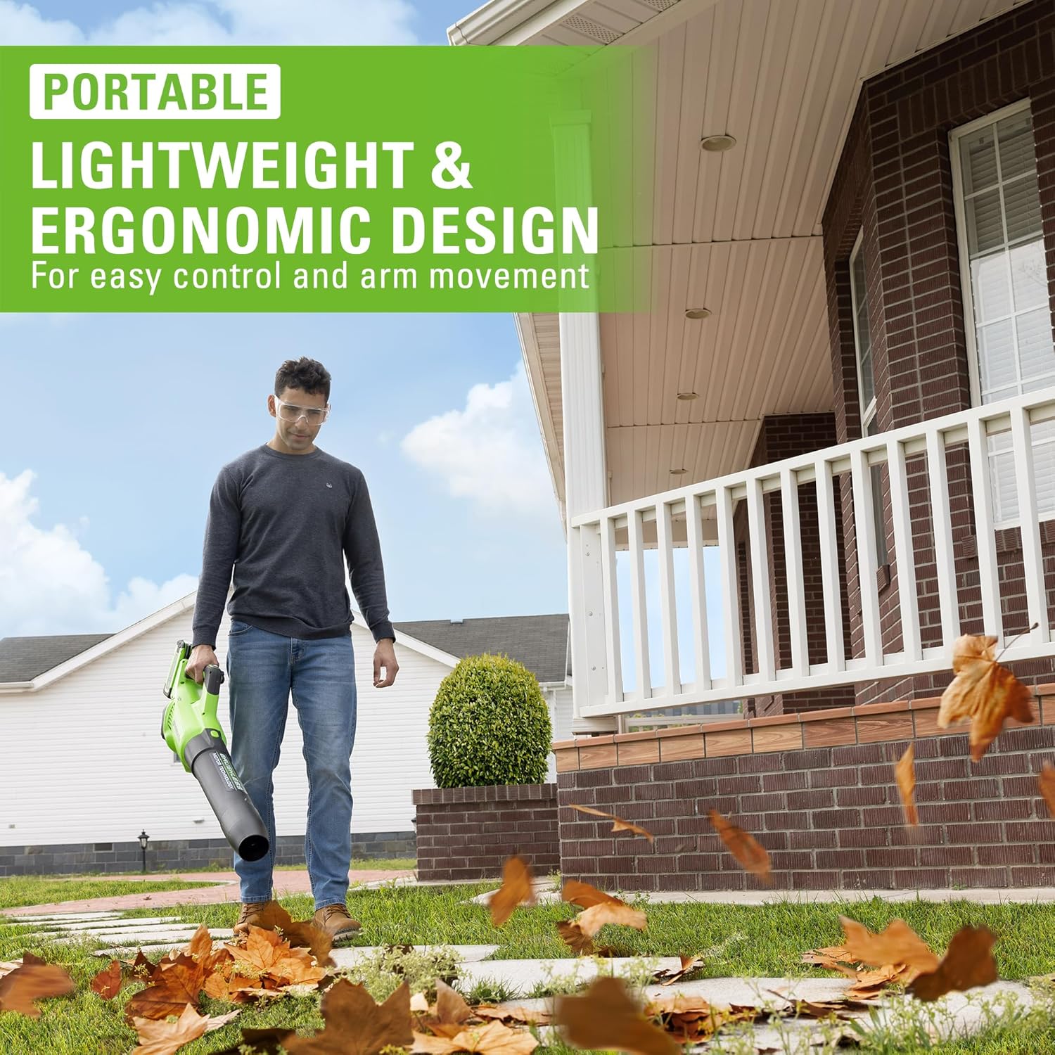 Greenworks Soplador de hojas axial inalámbrico sin escobillas de 40 V (160 MPH  700 CFM75+ herramientas), batería de 8.0 Ah y cargador incluidos