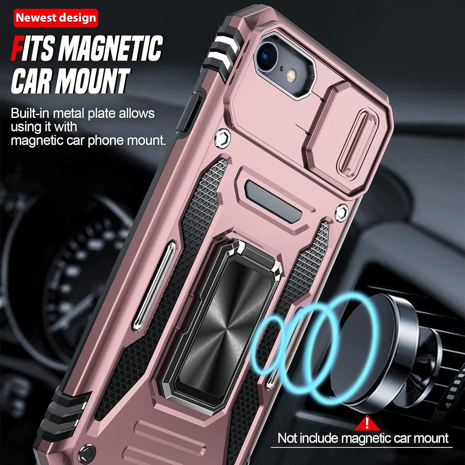 LeYi Funda para iPhone SE 32 generación iPhone 78SE 2022 2020 con cubierta deslizante para cámara + 2 protectores de pantalla de vidrio templado,