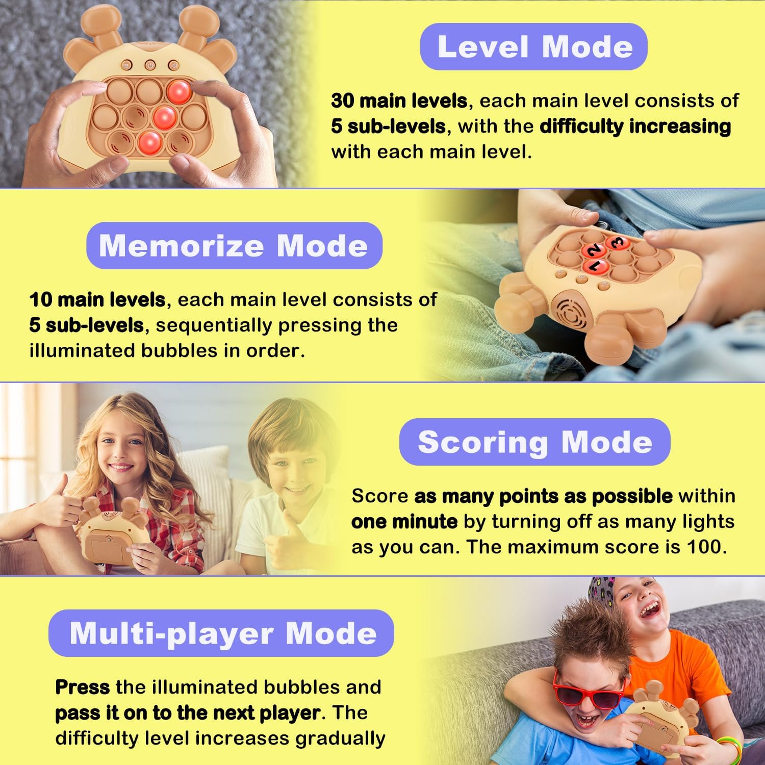 Juego de mano mejorado de empuje rápido para niños de 6 a 12 años, juguetes sensoriales para niños de 8 a 12, recuerdos de fiesta, rompecabezas de