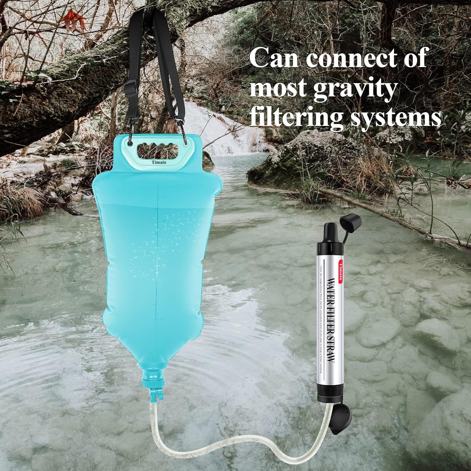 Filtración de 4 etapas, filtro de agua de alto caudal, purificador de agua de supervivencia para kits de emergencia, viajes, camping, senderismo,