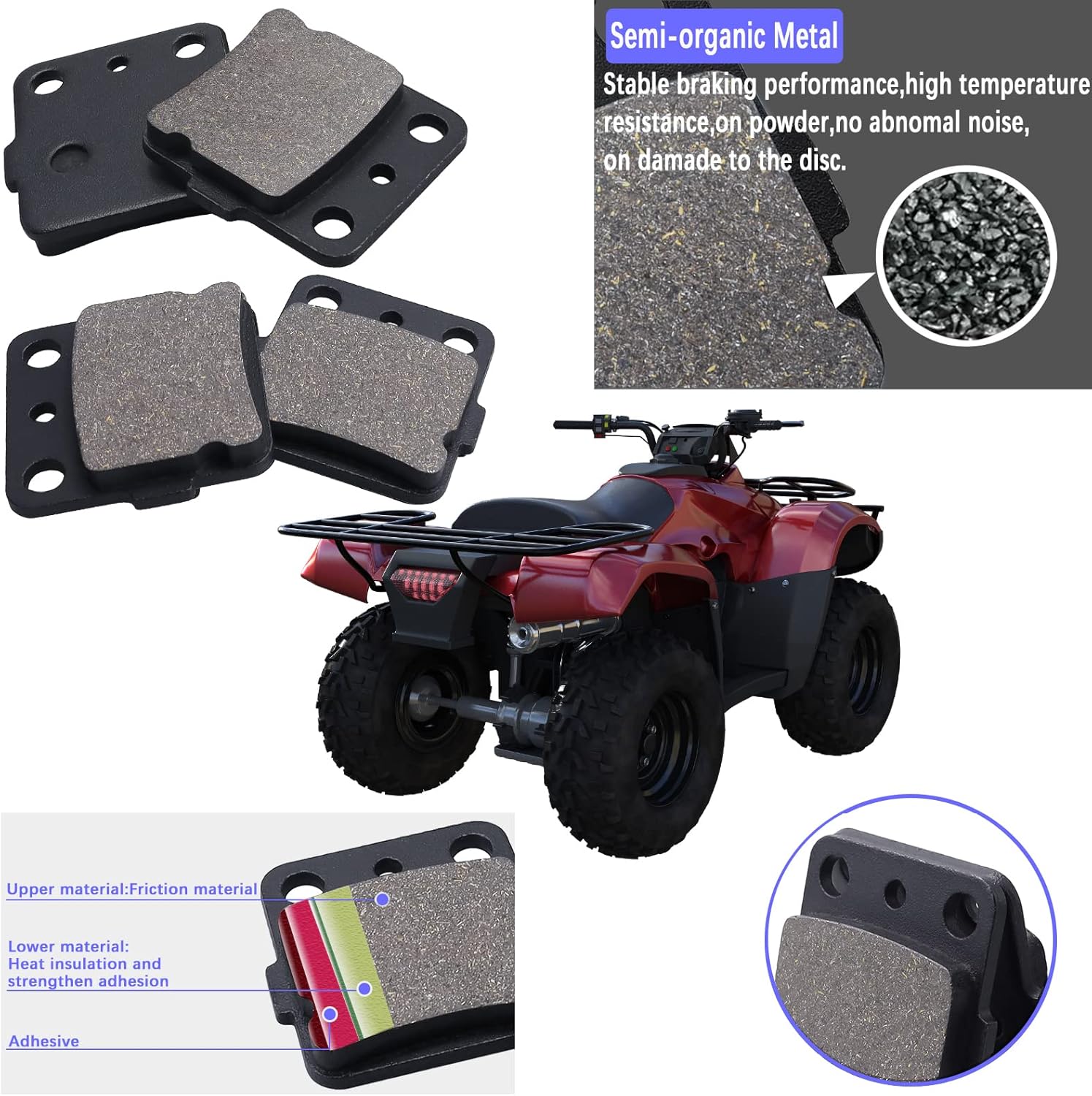 400EX Banshee 350 Pastillas de freno para Honda TRX400EX TRX 400EX 1999-2009, TRX300EX TRX 300EX 1993-2009, para Yamaha Banshee YFZ350 YFZ 350