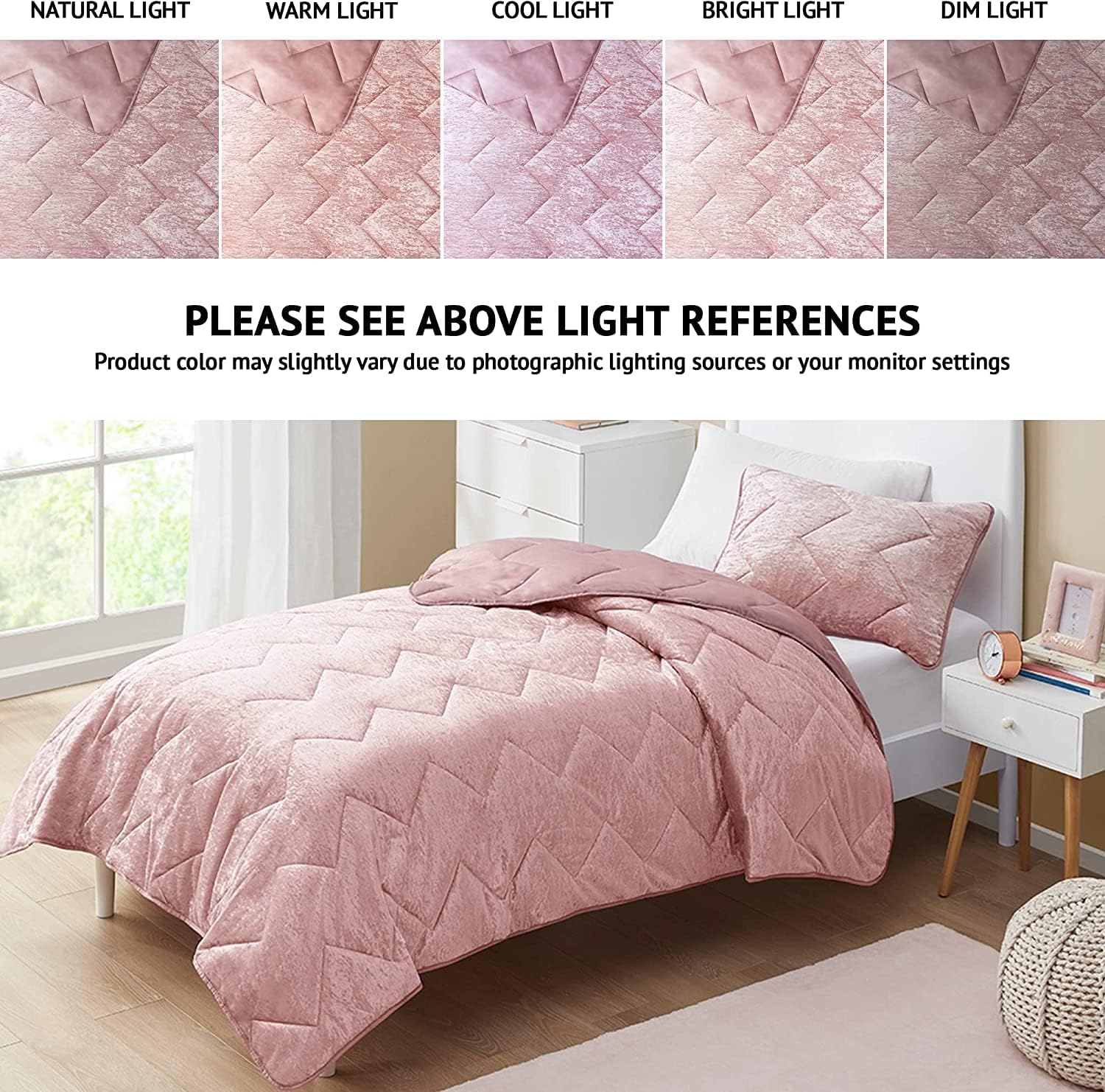 Comfort Spaces Juliette Luxe – Juego de edredón de terciopelo suave, microfibra inversa ligera para todas las estaciones, fundas a juego, tamaño