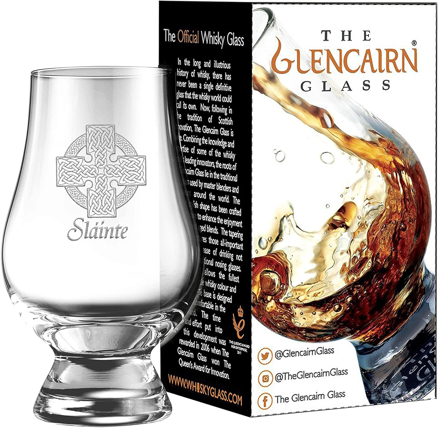 GLENCAIRN CRUZ CELTICA GRABADO WHISKY CRISTAL EN CARTÓN DE REGALO